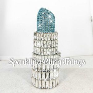 NWT Sparkling Swarovski Bling Crystal Rhinestone Lipstick Purse Clutch B…